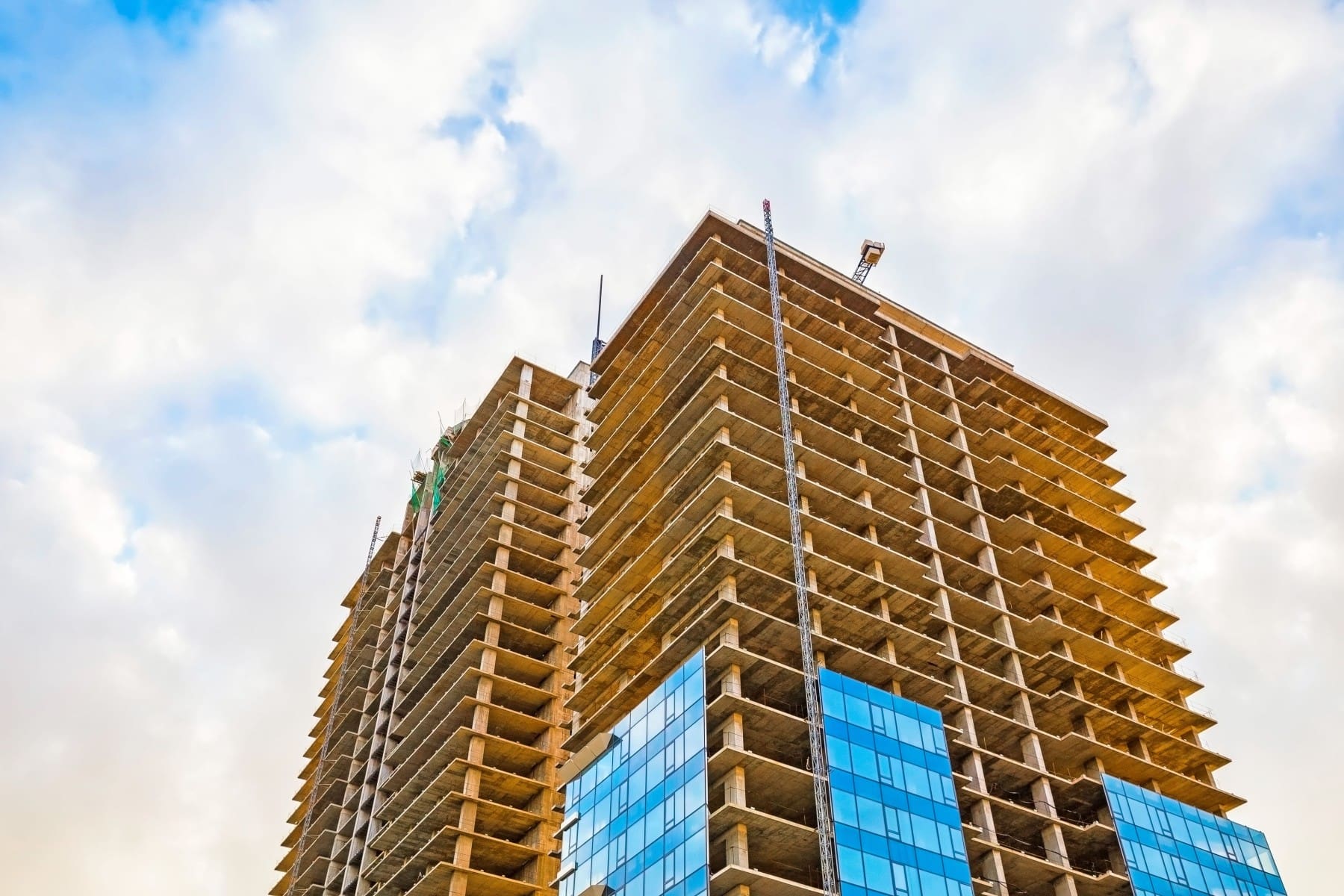 Large building under construction.